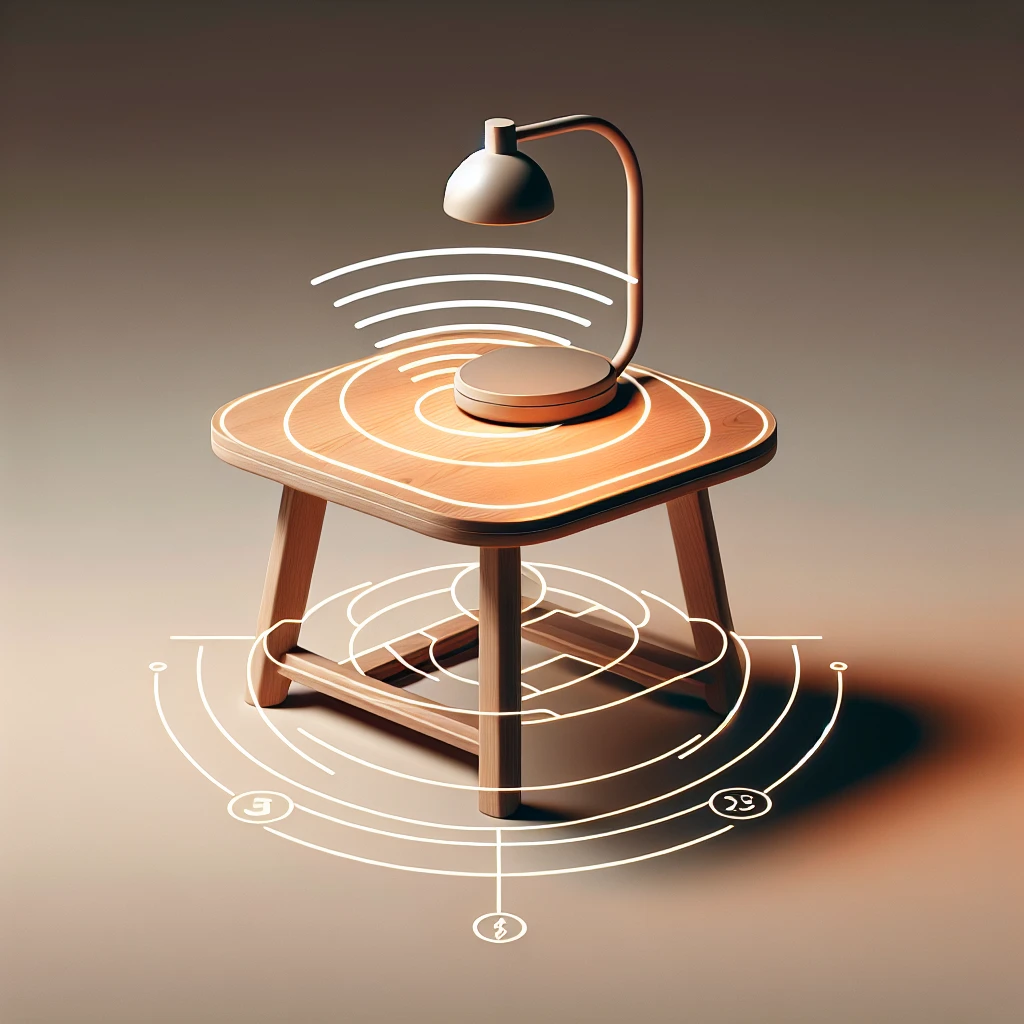 Alt text: "Mueble de Ikea España con carga inalámbrica integrada en la superficie, mostrando un diseño moderno y funcional, ideal para espacios contemporáneos."